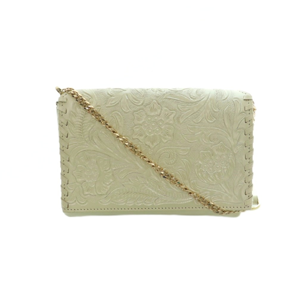 【中古】カービングトライブス グレースコンチネンタル CARVING TRIBES ChainShoulderbag チェーンショルダーバッグ フラップ エンボス加工 白 ホワイト /MI ■OS レディース 【ベクトル 古着】 260701｜ブランド古着ベクトルプレミアム店
