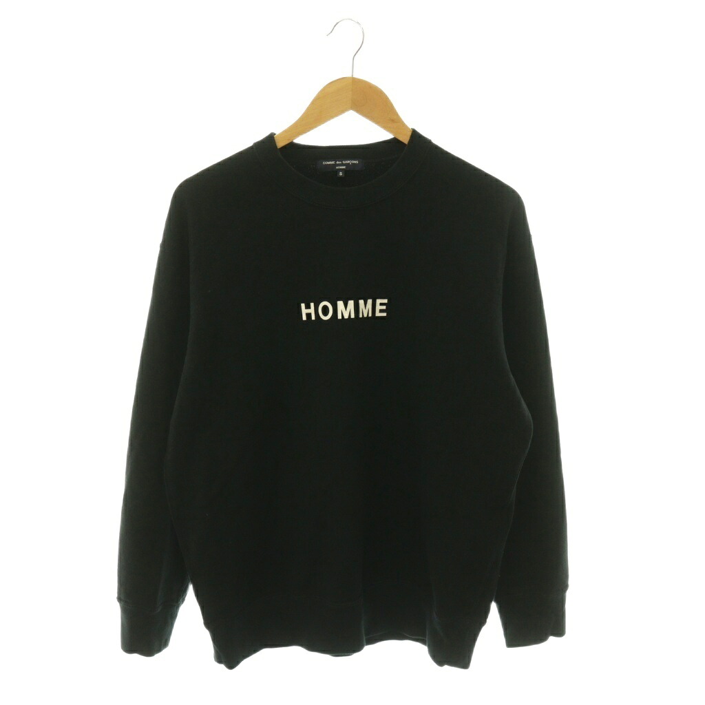 【中古】コムデギャルソンオム COMME des GARCONS HOMME AD2023 綿裏毛 クルーネック スウェット トレーナー プルオーバー S 黒 白 HM-T104 /CX ■OS メンズ 【ベクトル 古着】 260702|ブランド古着ベクトルプレミアム店
