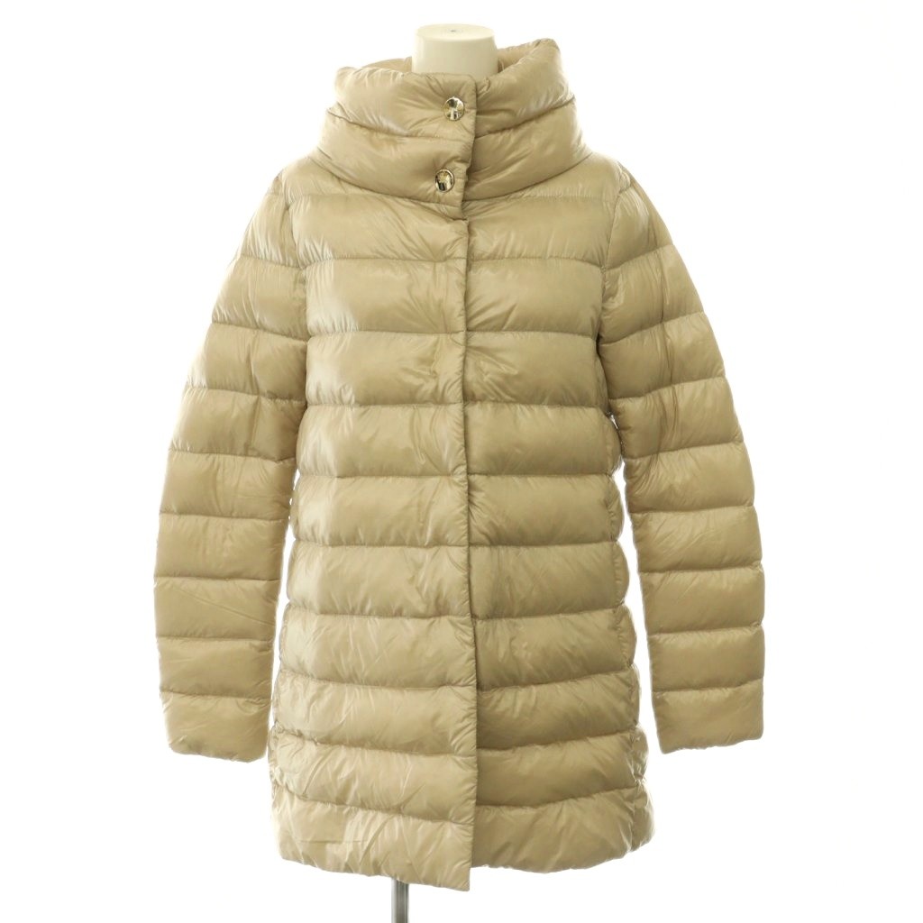 【中古】未使用品 ヘルノ HERNO AMELIA ダウンコート アウター スタンドカラー ロゴボタン 40 ベージュ PI0505DIC /CX ■OS レディース 【ベクトル 古着】 260630｜ブランド古着ベクトルプレミアム店