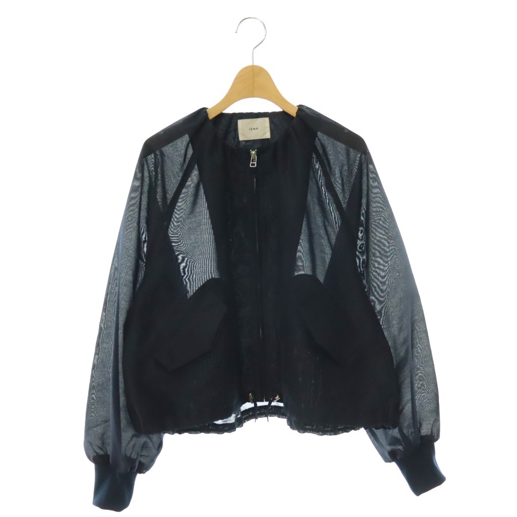 【中古】イエナ IENA 25SS ウォッシャブル シアーノーカラーブルゾン ジャケット ジップアップ ネイビー /HK ■OS レディース 【ベクトル 古着】 260706｜ブランド古着ベクトルプレミアム店