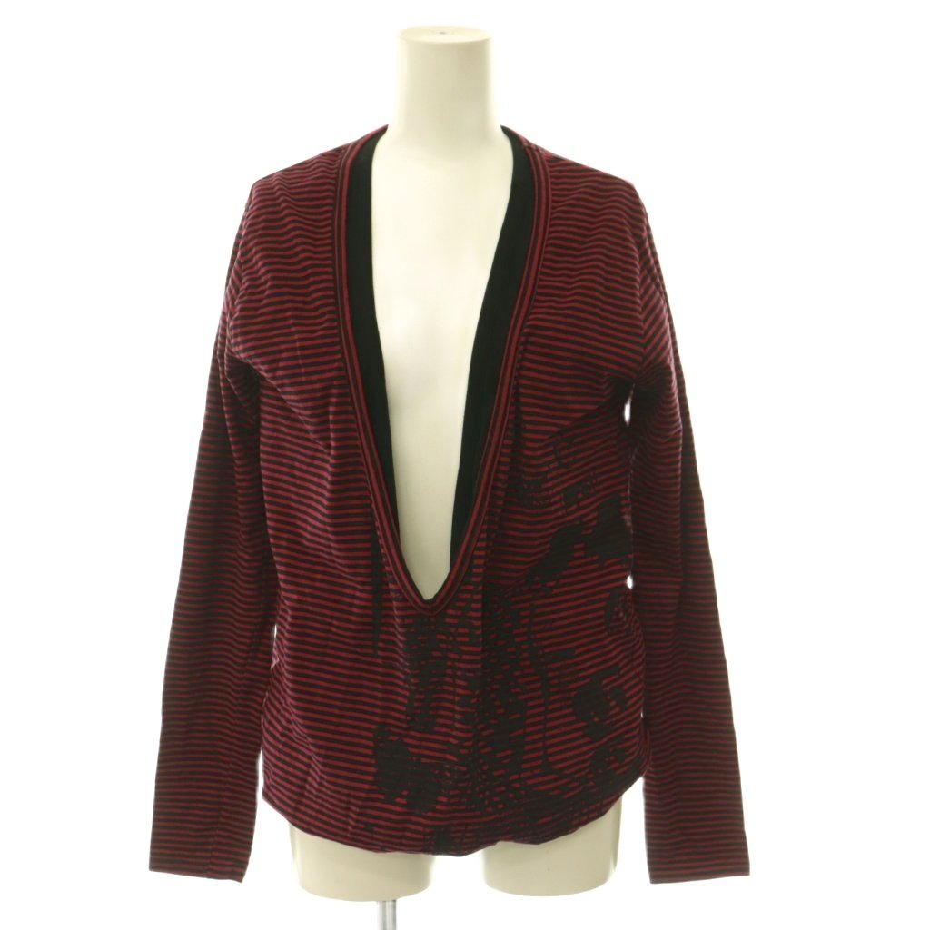 【中古】ヒステリックグラマー HYSTERIC GLAMOUR レイヤード ボーダー カットソー 長袖 深Vネック F ピンク ブラック /CX ■OS レディース 【ベクトル 古着】 260708｜ブランド古着ベクトルプレミアム店
