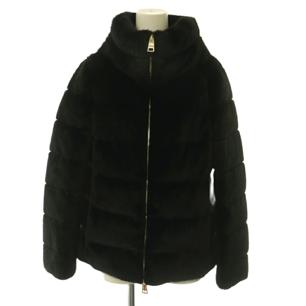 【中古】ヘルノ HERNO ECO FUR DOWNJACKET ダウンジャケット アウター ハイネック フェイクファー ジップアップ 40 黒 ブラック PI1166D /CX■OS レディース 【ベクトル 古着】 260709|ブランド古着ベクトルプレミアム店