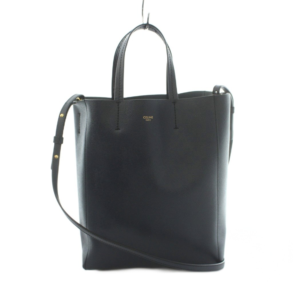 【中古】セリーヌ CELINE バーティカルカバ スモール トートバッグ 2WAY ショルダーバッグ レザー 紺 ネイビー /MI ■OS ■OH レディース 【ベクトル 古着】 260709｜ブランド古着ベクトルプレミアム店