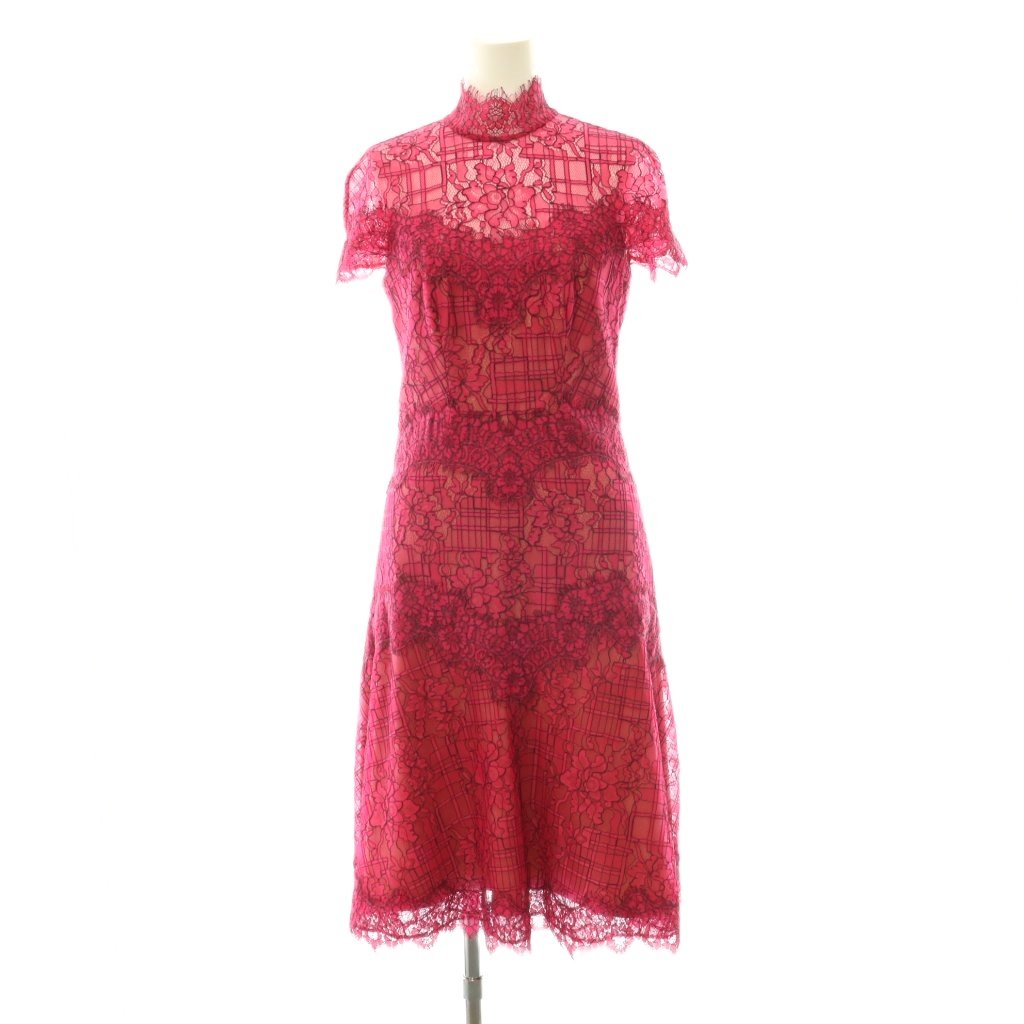 【中古】タダシショージ TADASHI SHOJI レース ワンピース 半袖 ロング 0 マゼンタピンク ブラック ベージュ /ES ■OS レディース 【ベクトル 古着】 260709｜ブランド古着ベクトルプレミアム店