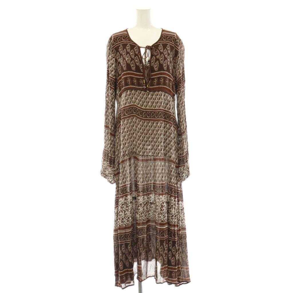 【中古】ブルーボヘム BLUE BOHEME LAppartement別注 Printed Long Dress ワンピース ロング 総柄 S/M ブラウン ホワイト /ES ■OS レディース 【ベクトル 古着】 260713｜ブランド古着ベクトルプレミアム店