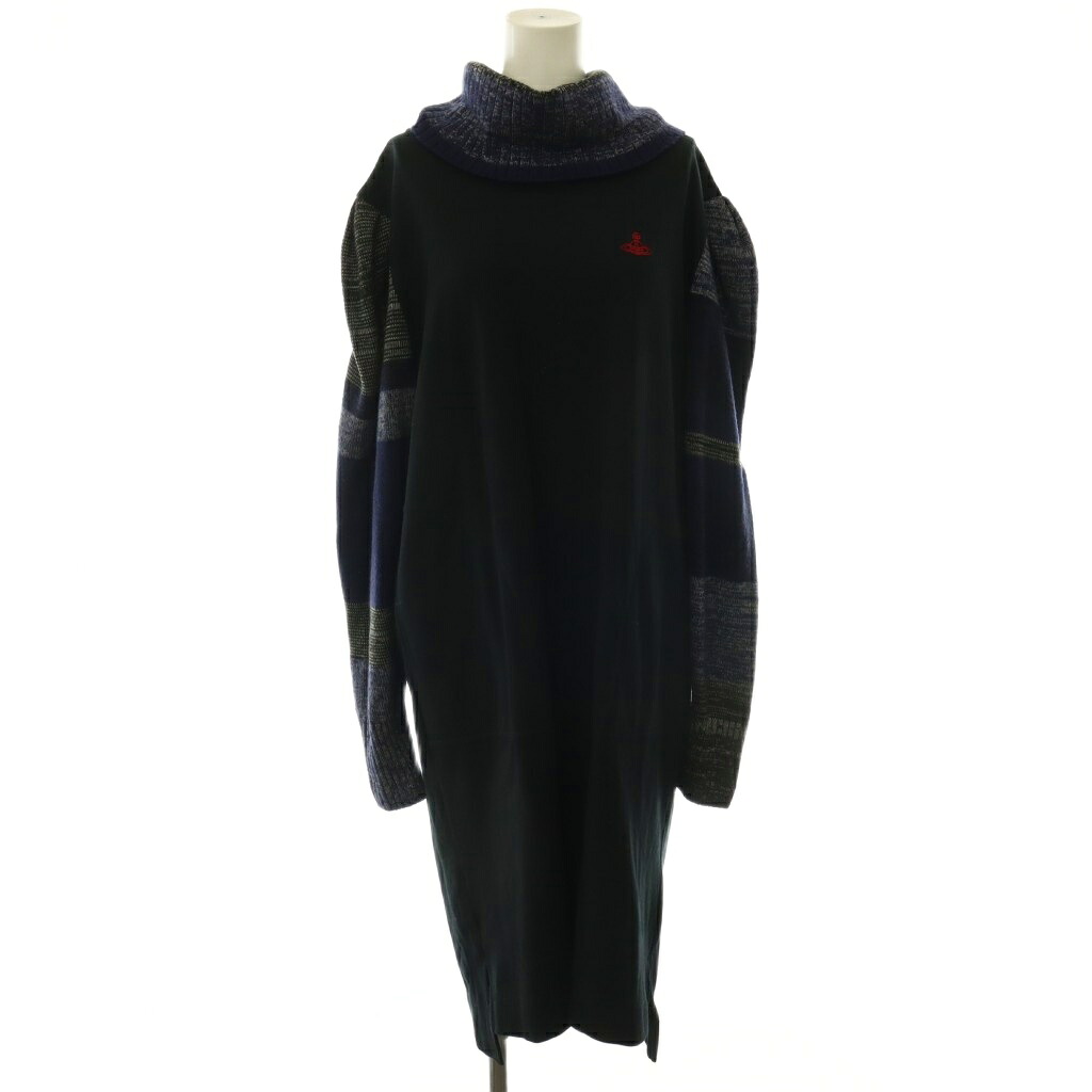 【中古】ヴィヴィアンウエストウッドレッドレーベル Vivienne Westwood RED LABEL オーブ刺繍 ワンピース ロング 長袖 ウール 00 黒 ブラック /SY ■OS レディース 【ベクトル 古着】 260713|ブランド古着ベクトルプレミアム店