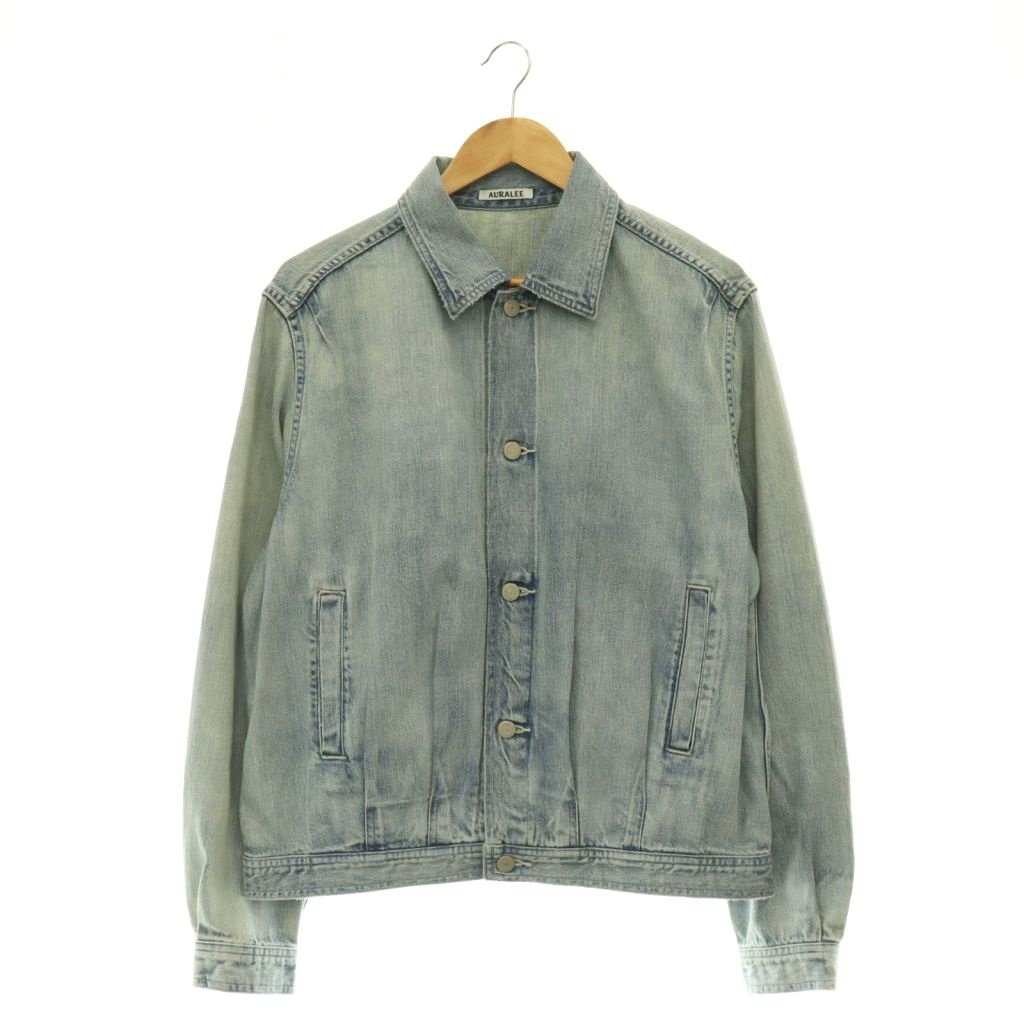 【中古】オーラリー AURALEE A26SB01DE FADED SELVEDGE LIGHT DENIM BLOUSONブルゾン ジャケット デニム 4 ライトブルー /HK ■OS ■SH メンズ 【ベクトル 古着】 260713|ブランド古着ベクトルプレミアム店