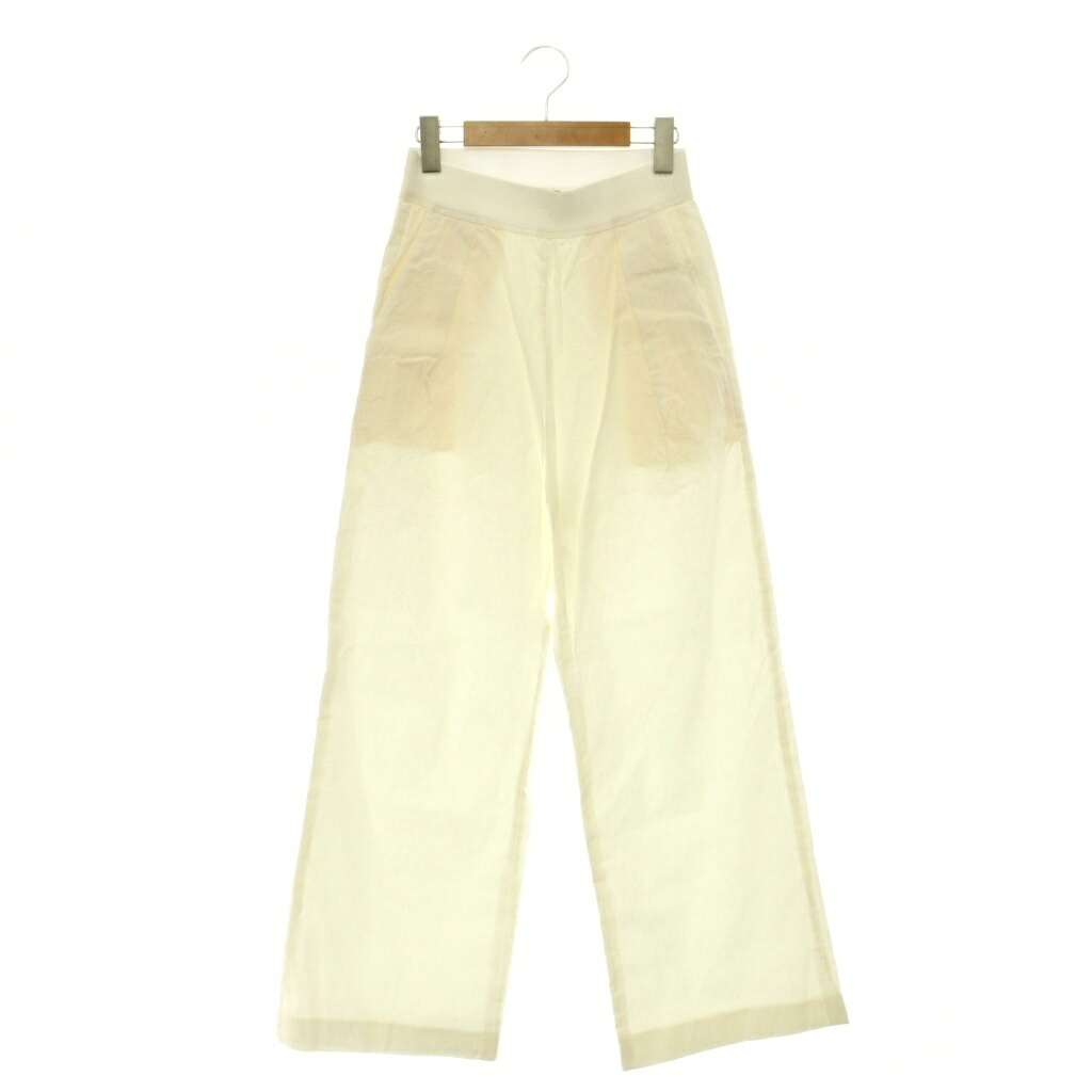 【中古】ミューズ ドゥーズィエム クラス MUSE de Deuxieme Classe 26SS STRETCH TWILL タックパンツ ワイドパンツ リネン混 34 ホワイト /ES ■OS レディース 【ベクトル 古着】 260714|ブランド古着ベクトルプレミアム店