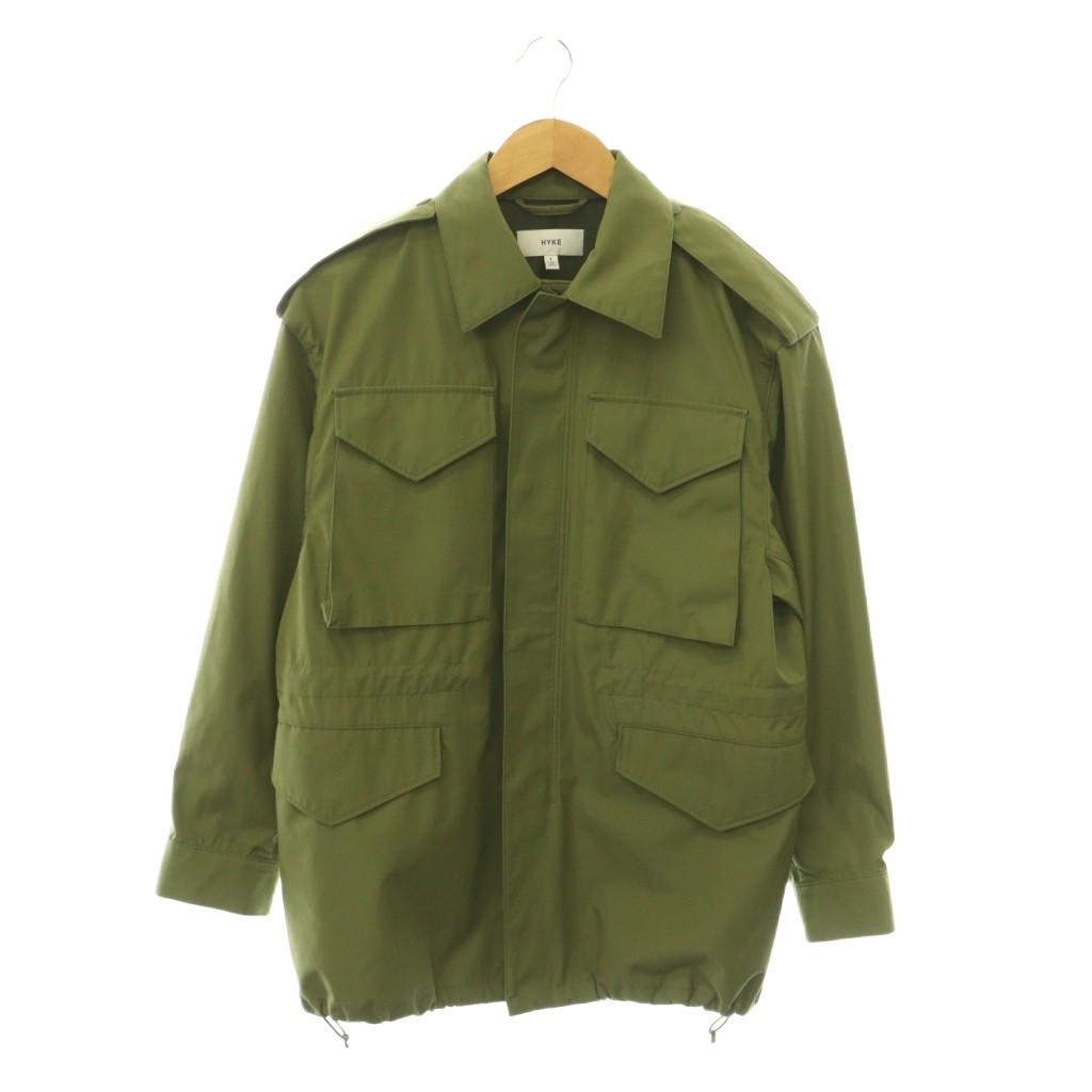 【中古】ハイク HYKE FIELD JACKET フィールドジャケット ジップアップ ステンカラー 1 カーキ 221-27040 /DO ■OS メンズ 【ベクトル 古着】 260721｜ブランド古着ベクトルプレミアム店