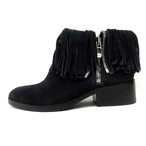 【中古】3.1 フィリップリム 3.1 phillip lim ブーツ ショート フリンジ スエード 37 紺 ネイビー /SR23 レディース 【ベクトル 古着】 191121 ベクトルプレミアム店