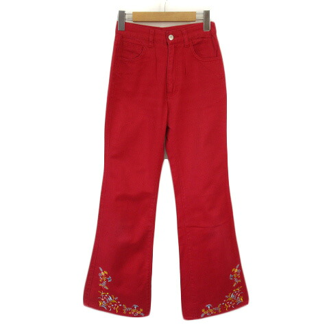 【中古】ラングラー WRANGLER Gals 90s ヴィンテージ ベルボトム ブーツカット 160 赤 レッド キッズ 【ベクトル 古着】 230604