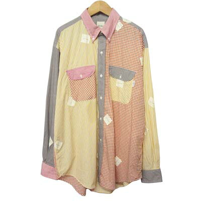 【中古】カールヘルム Karl Helmut シャツ 長袖 チェック ストライプ 切替 ワッペン M メンズ 【ベクトル 古着】 251103