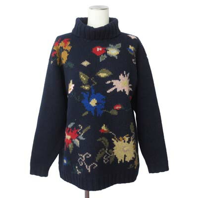 【中古】ポールスチュアート PAUL STUART 90s ニット セーター タートルネック 花柄 ウール M 紺 レディース 【ベクトル 古着】 260119 4,385円