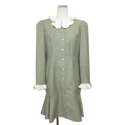 【中古】ミス アシダ miss ashida レトロ ヴィンテージ ワンピース 千鳥格子 フリル 緑 9 レディース 【ベクトル 古着】 260527｜ブランド古着ベクトルプレミアム店