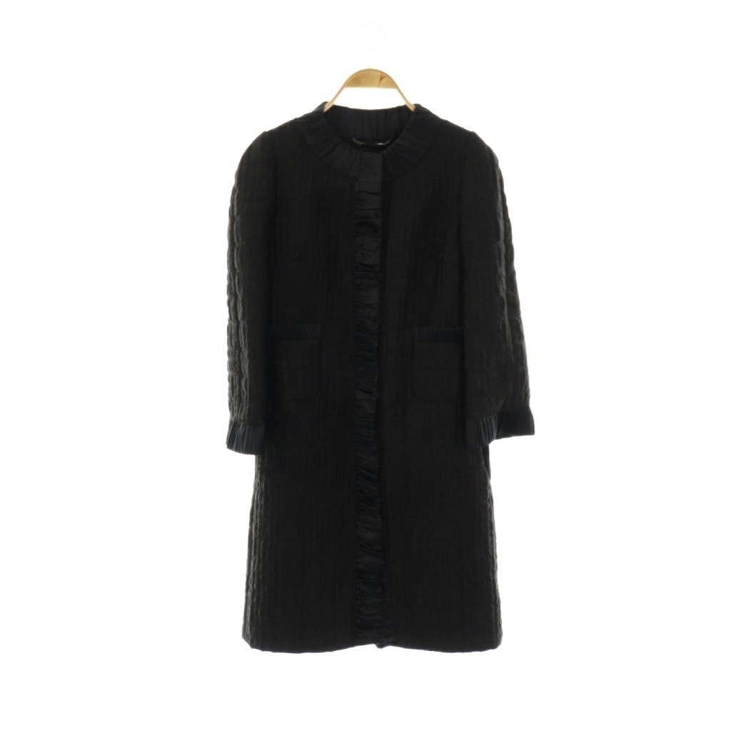 【中古】ドルチェ\u0026ガッバーナ 弗ガバ DOLCE\u0026GABBANA 厚地の外套 アウター ギャザー 絹地混 繻子 36 黒いこと /CX ■GY53 レディース 【ベクター 古着】 251017