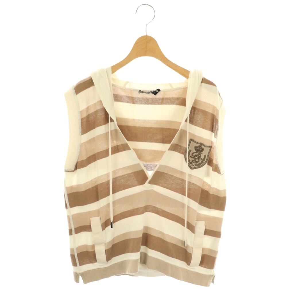 【中古】ドルチェ\u0026ガッバーナ 弗ガバ DOLCE\u0026GABBANA トップス パーカー ノースリーブ 間借り人 ロゴタイプ 紋章 44 象牙色 赤銅色 /DF ■GY53 レディース 【ベクター 古着】 251017