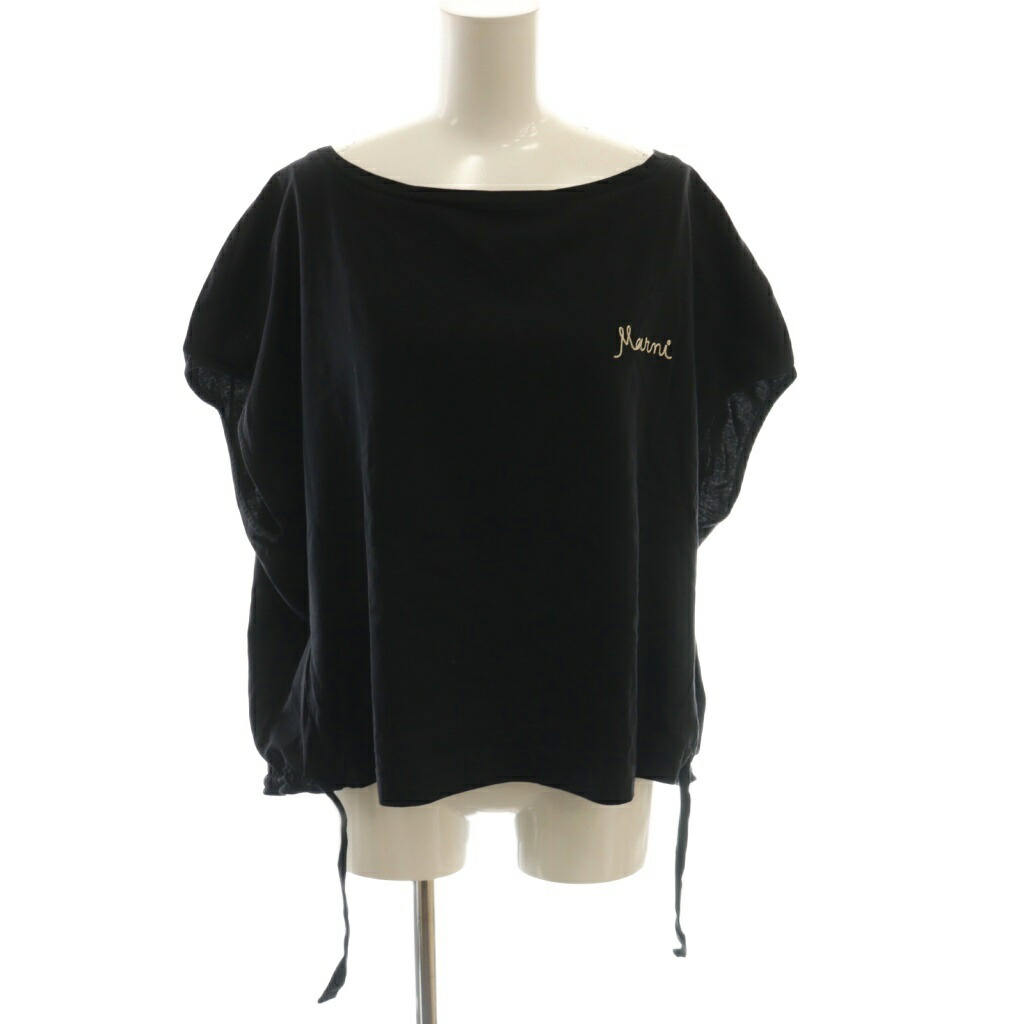 【中古】マルニ MARNI 21SS カットソー ロゴ フレンチスリーブ 38 ブラック /CX ■GY57 レディース 【ベクトル 古着】 251117