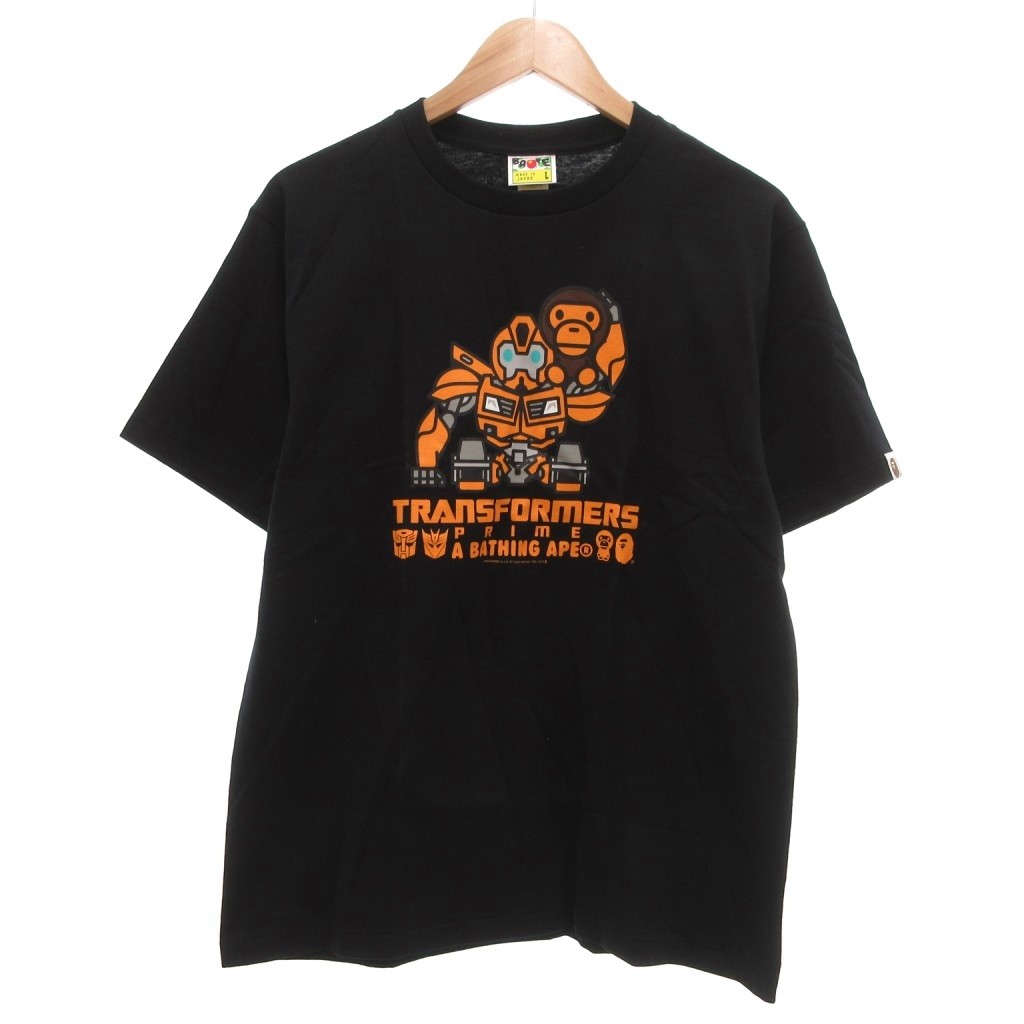 【中古】アベイシングエイプ A BATHING APE トランスフォーマーコラボ Tシャツ プリント 半袖 L 黒 ブラック /JS ■GY53 メンズ 【ベクトル 古着】 251220