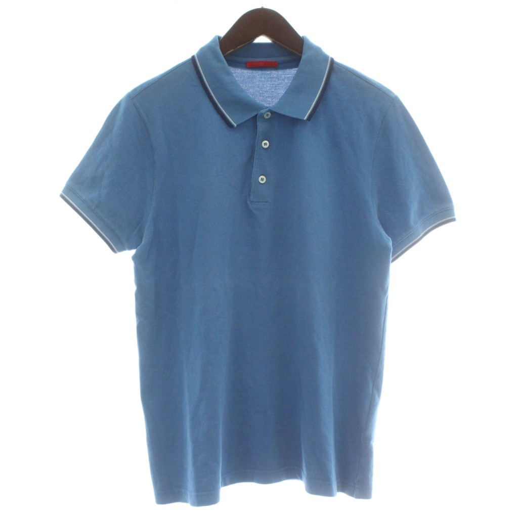 【中古】プラダスポーツ PRADA SPORT スポーツシャツ 鹿の子 半袖 伝達ルート M 青 青碧 /XZ メンズ 【ベクター 古着】 251213