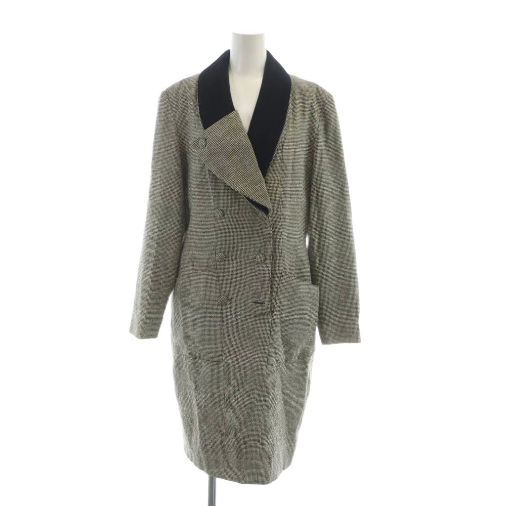 【中古】フェンディ FENDI ヴィンテージ ロング 厚地の外套 ツィード 総柄 総裏地 44 XL 薄墨色 /MQ レディース 【ベクター 古着】 251219