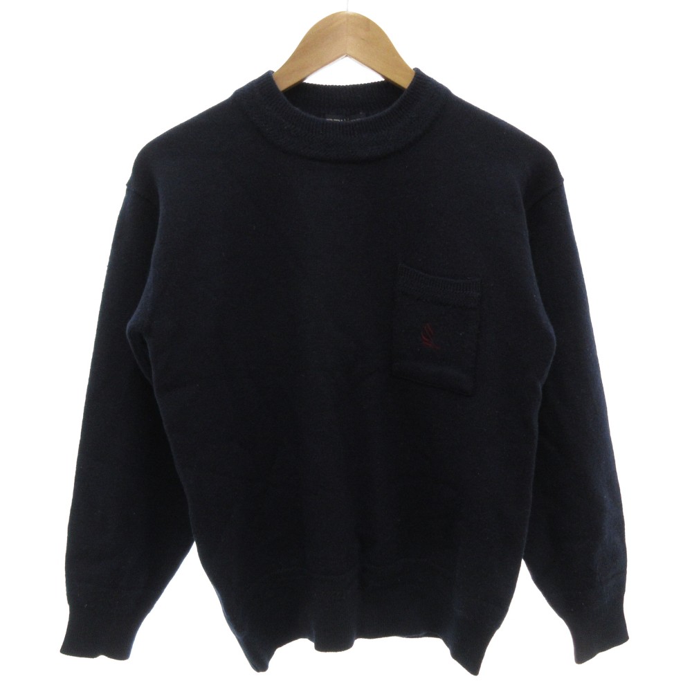 【中古】ノーティカ NAUTICA ヴィンテージ 90s ニット セーター 長袖 ウール M 紺 ネイビー クルーネック 長袖 パッチポケット /GV ■GY58 メンズ 【ベクトル 古着】 251222