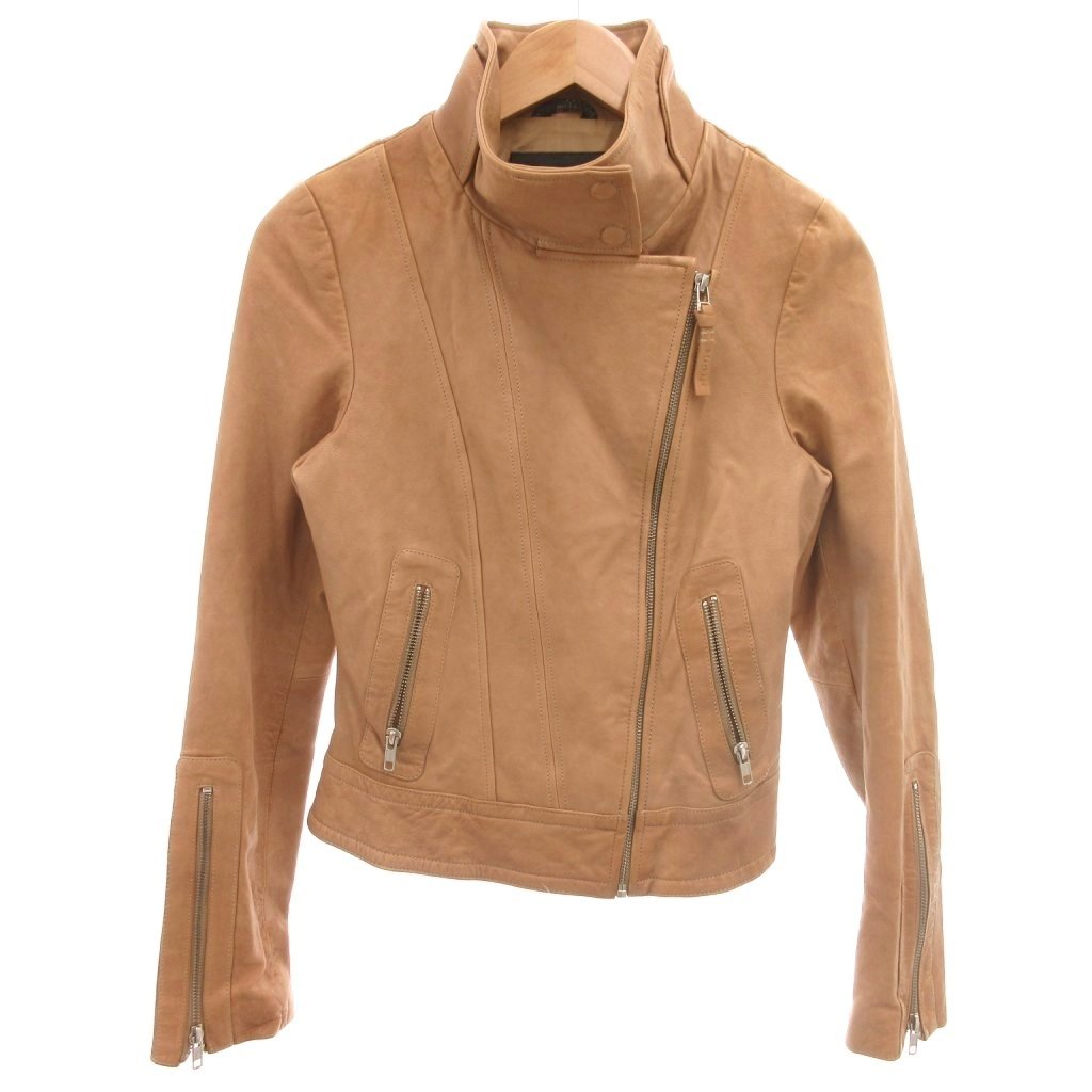 【中古】マッカージュ Mackage ライダースジャケット レザー 本革 S 茶 ブラウン スタンドカラー 斜めジッパー 長袖 /SJ ■GY58 メンズ 【ベクトル 古着】 260205
