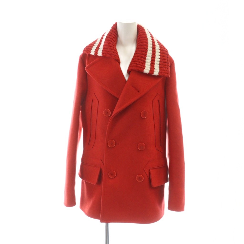 【中古】ジバンシィ GIVENCHY 17A 0021 049 ピーコート Pコート リブニット 切替 ダブル ロゴ 長袖 総裏地 36 S 赤 レッド /MQ レディース 【ベクトル 古着】 251227｜ブランド古着ベクトルプレミアム店