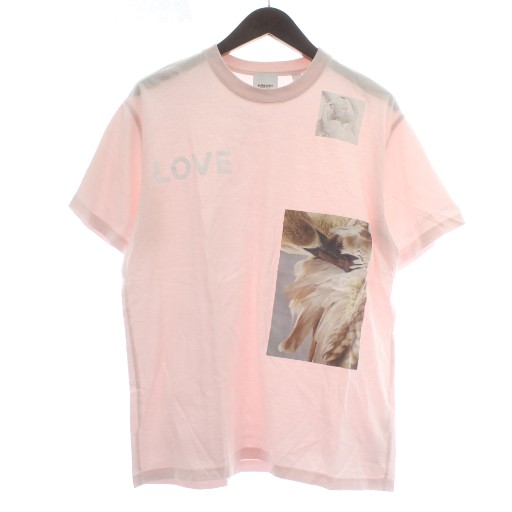 【中古】赤ちょうちんバリー BURBERRY ティーシャツ カットソー 半袖 労働者の一団のど首 モンタージュ LOVE 刷り上げる 大層らしい大いさ XS サクラ色 /XZ メンズ 【ベクター 古着】 251224
