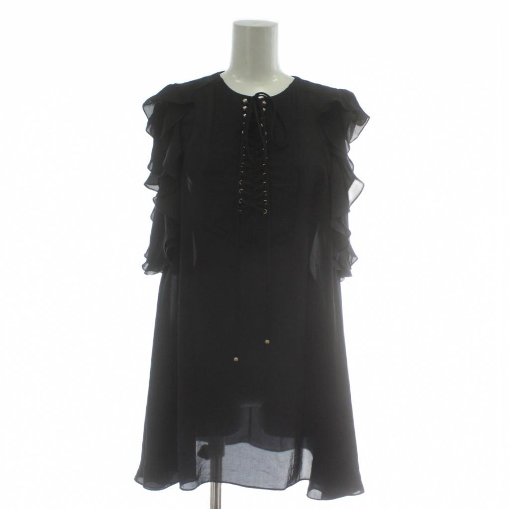 【中古】ジバンシィ GIVENCHY ブラウス ノースリーブ シアー レースアップ 36 S 黒 ブラック /XZ レディース 【ベクトル 古着】 251224