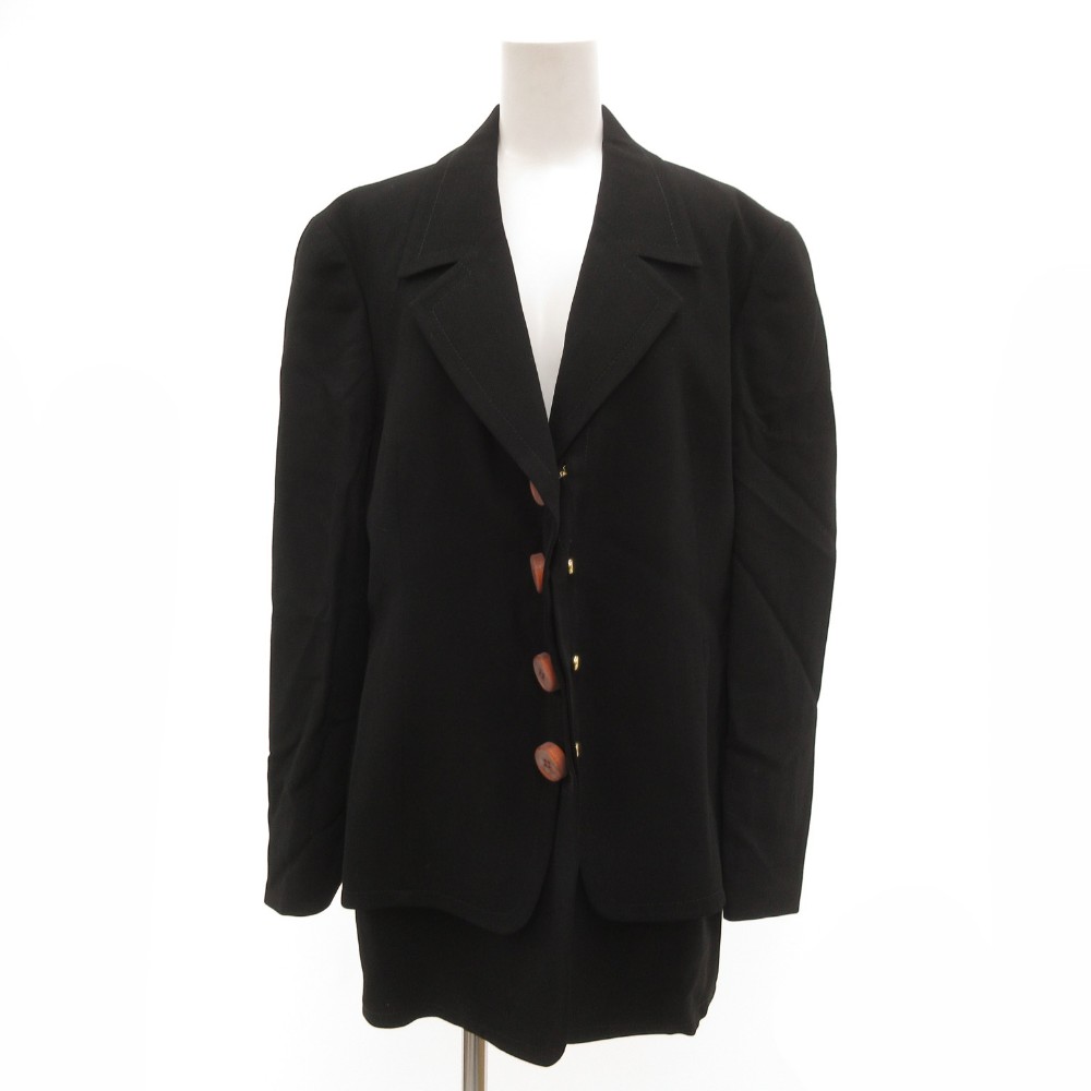 【中古】ジャンフランコフェレ GIANFRANCO FERRE テーラードジャケット ボタン装飾 総裏地 黒 ブラック /JS ■GY58 レディース 【ベクトル 古着】 260303