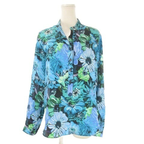【中古】ステラマッカートニー STELLA McCARTNEY フラワー プリント シャツ 36 青 ブルー 花柄 バンドカラー スキッパー 長袖 /CK9 ■GY58 レディース 【ベクトル 古着】 260110