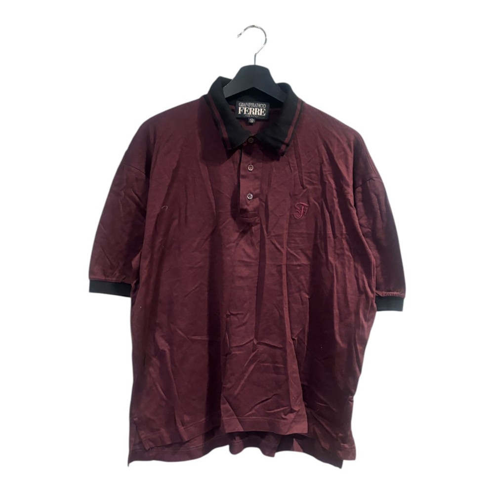 【中古】ジャンフランコフェレ GIANFRANCO FERRE ポロシャツ カットソー 半袖 52 ボルドー ■GY61 メンズ 【ベクトル 古着】 260118