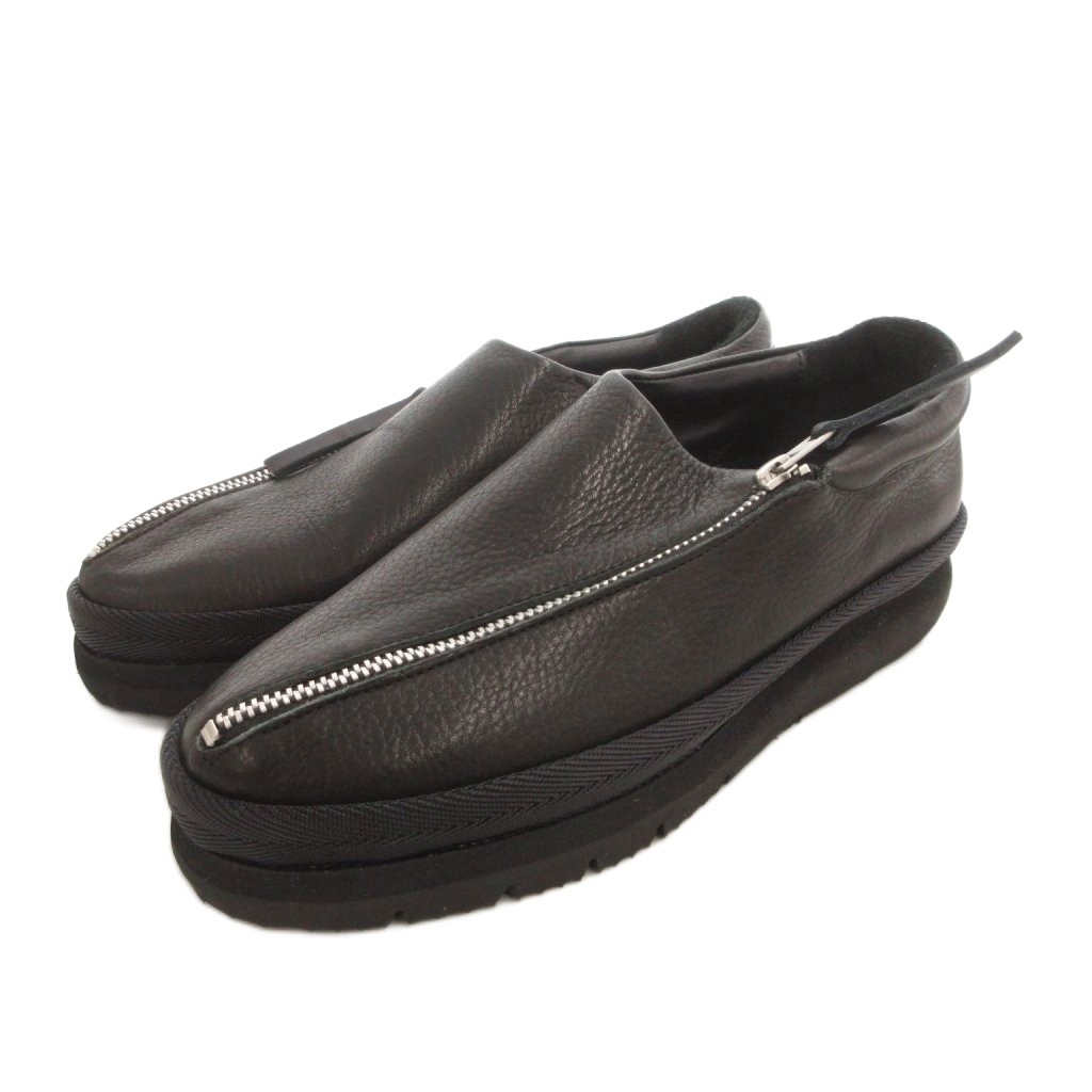 【中古】オールモストブラック ALMOSTBLACK スニーカー シューズ ジップ レザー 24 黒 ブラック /FF ■GY62 レディース 【ベクトル 古着】 260210