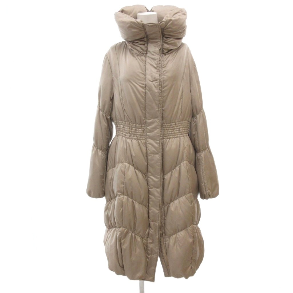 【中古】ヒロコビス HIROKO BIS effentiel ヒロココシノ ダウンコート ロング丈 スタンドカラー 9 グレージュ系 /UO ■ECD001 レディース 【ベクトル 古着】 260219