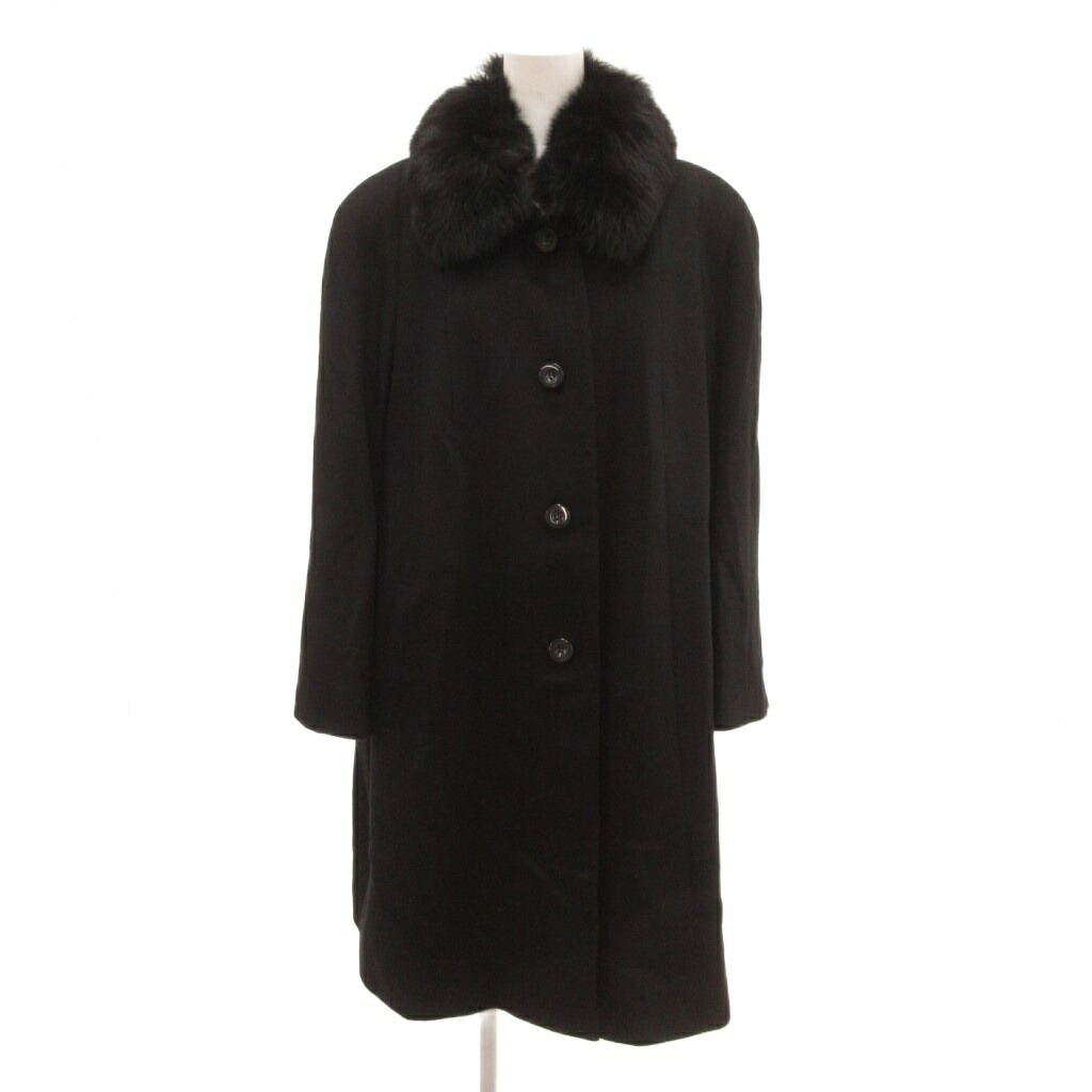 【中古】DELICE ステンカラーコート ロング カシミヤ メルトン LL 黒 ブラック /JS ■ECC001 レディース 【ベクトル 古着】 260214