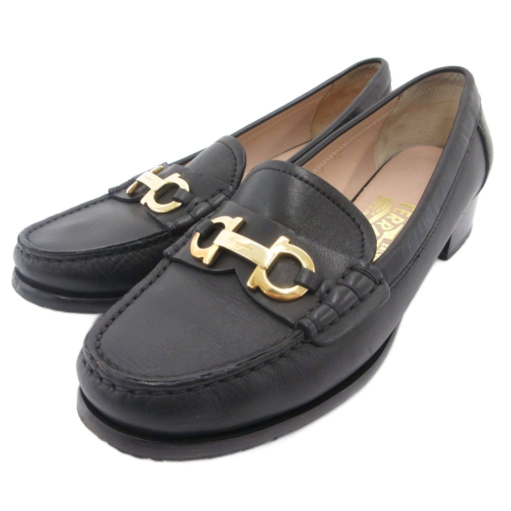 【中古】サルヴァトーレフェラガモ Salvatore Ferragamo ガンチーニ金具 ホースビットローファー パンプス シューズ レザー 6 黒 ブラック /JS ■GY62 レディース 【ベクトル 古着】 260309