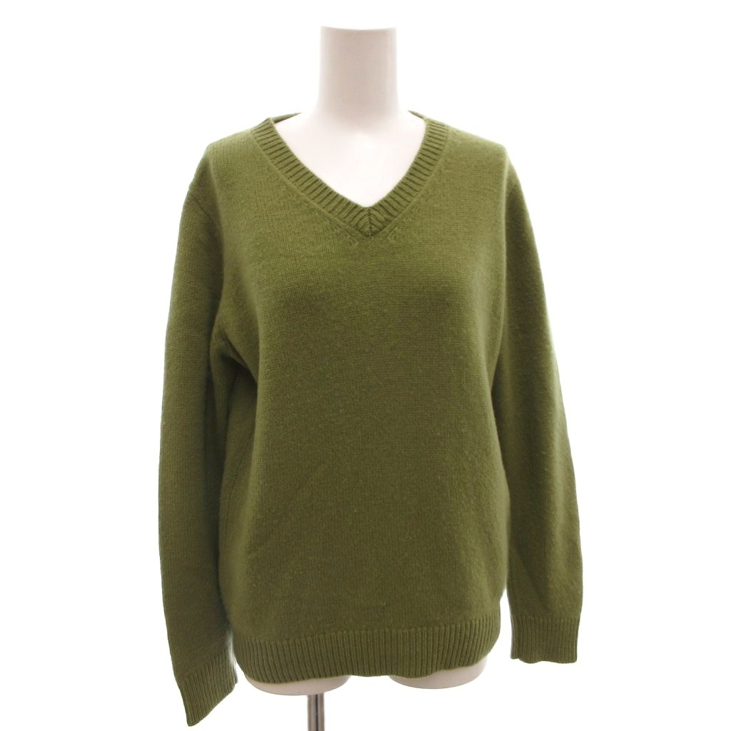 【中古】THE ELDER STATESMAN カシミヤニット セーター Vネック 長袖 XS 緑 グリーン /FF ■GY62 レディース 【ベクトル 古着】 260311