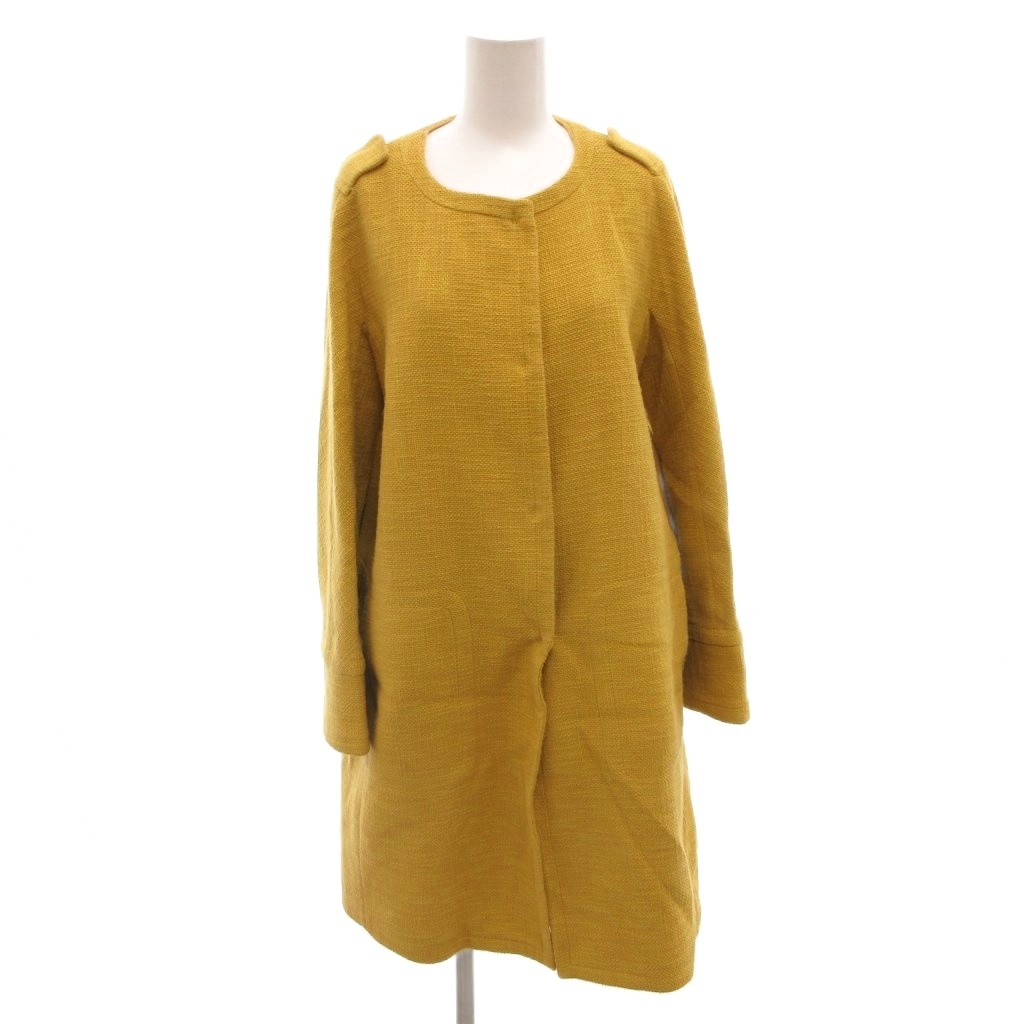 【中古】Sマックスマーラ 'S Max Mara ノーカラーコート エポレット ひざ丈 42 黄 イエロー /FF ■GY62 レディース 【ベクトル 古着】 260311|ブランド古着ベクトルプレミアム店