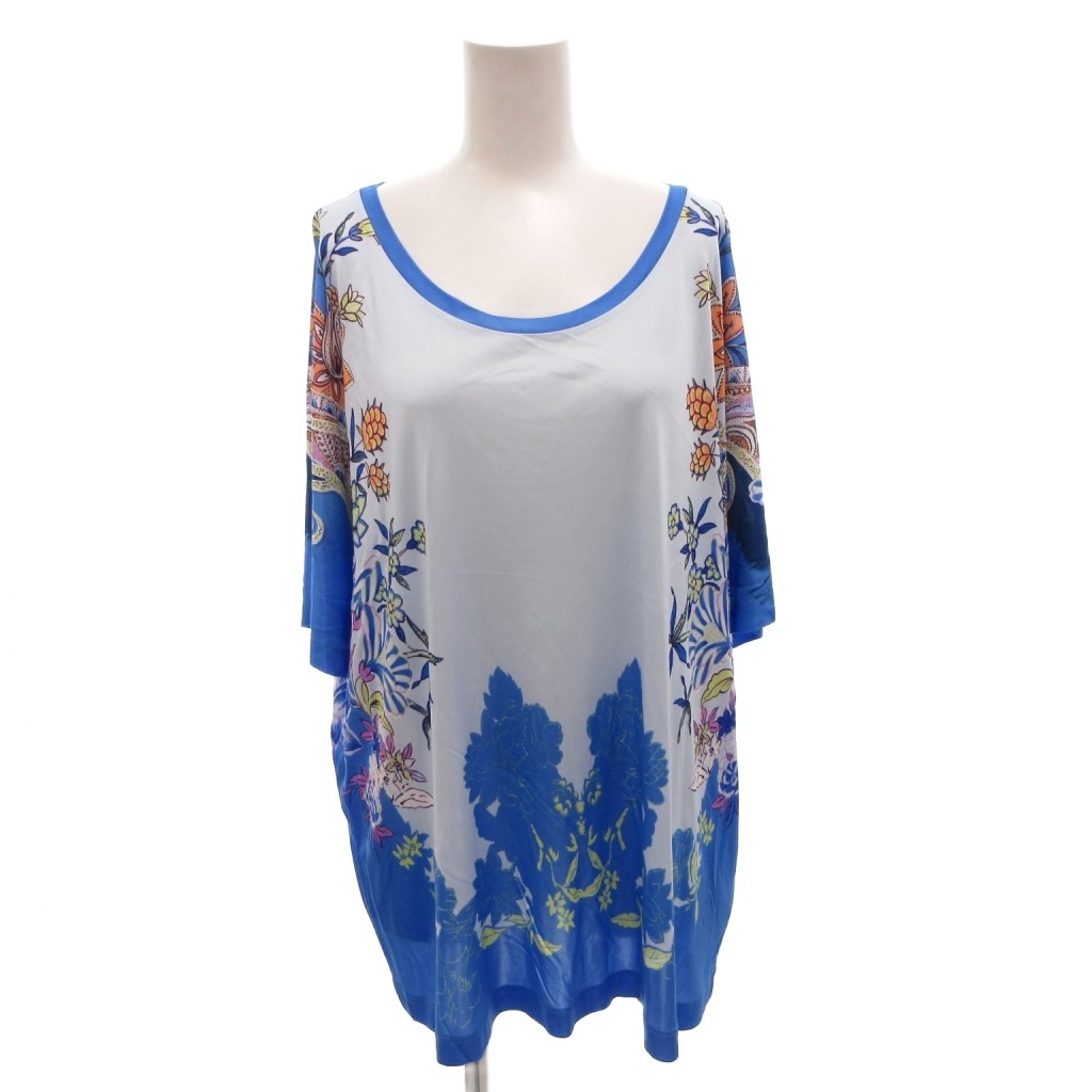 【中古】エトロ ETRO チュニック カットソー オーバーサイズ ペイズリー 半袖 44 青 ブルー /FF ■GY62 レディース 【ベクトル 古着】 260308
