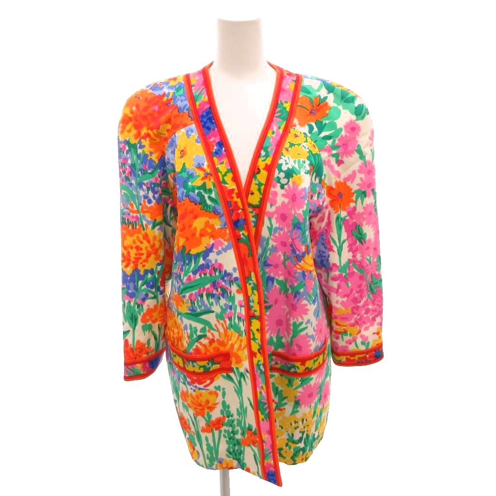 【中古】レオナール LEONARD FASHION シルクジャケット 絹 総柄 9AR マルチカラー /FF ■GY62 レディース 【ベクトル 古着】 260309