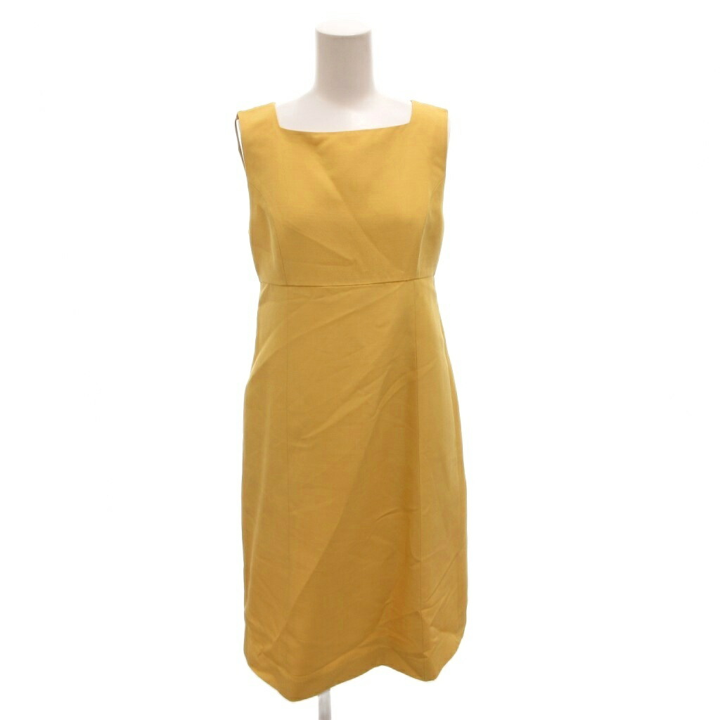【中古】フォクシー ブティック FOXEY BOUTIQUE Dress Gimovu ワンピース スクエアネック ひざ丈 ノースリーブ シルク混 38 黄 イエロー /FF ■GY62 レディース 【ベクトル 古着】 260309