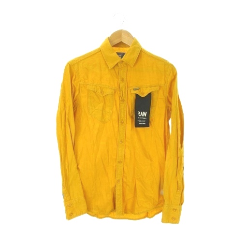 【中古】ジースターロウ G-Star RAW シャツ XS 黄 イエロー 長袖 胸ポケット 無地 /AO33 ■ECB001 メンズ 【ベクトル 古着】 260401