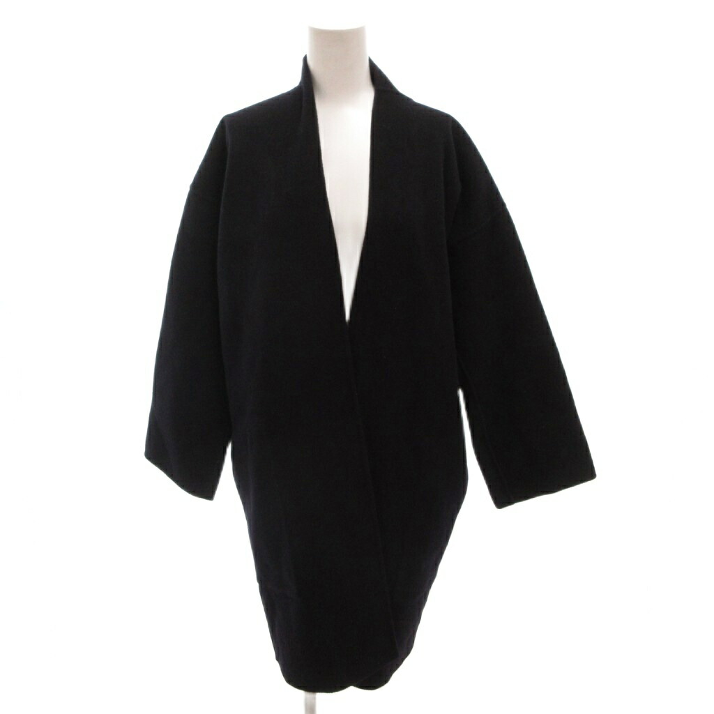 【中古】SOFE DHOORE コート ボタンレス カシミヤ混 ひざ丈 34 紺 ネイビー /FF ■ECD002 レディース 【ベクトル 古着】 260307