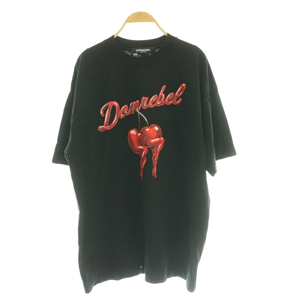 【中古】ドムレーベル DOMREBEL チェリーグラフィックTシャツ カットソー 半袖 L 黒 ブラック /SS ■OS ■ECD002 メンズ 【ベクトル 古着】 260309