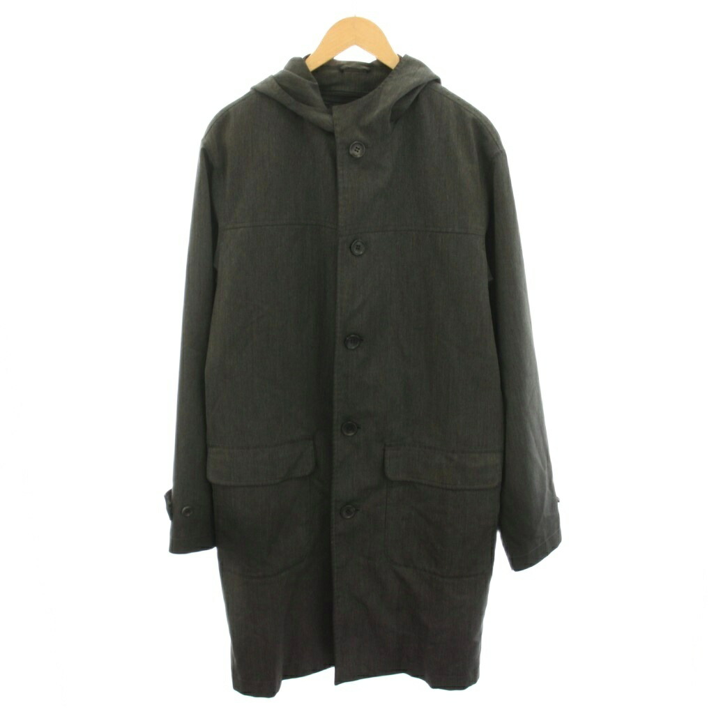 【中古】クリスチャンオジャール CHRISTIAN AUJARD オム HOMME ロングコート アウター フード ライナー付き グラデーション L チャコールグレー 黒 ブラック MACAX-03390 /YT ■ECD002 メンズ 【ベクトル 古着】 260309