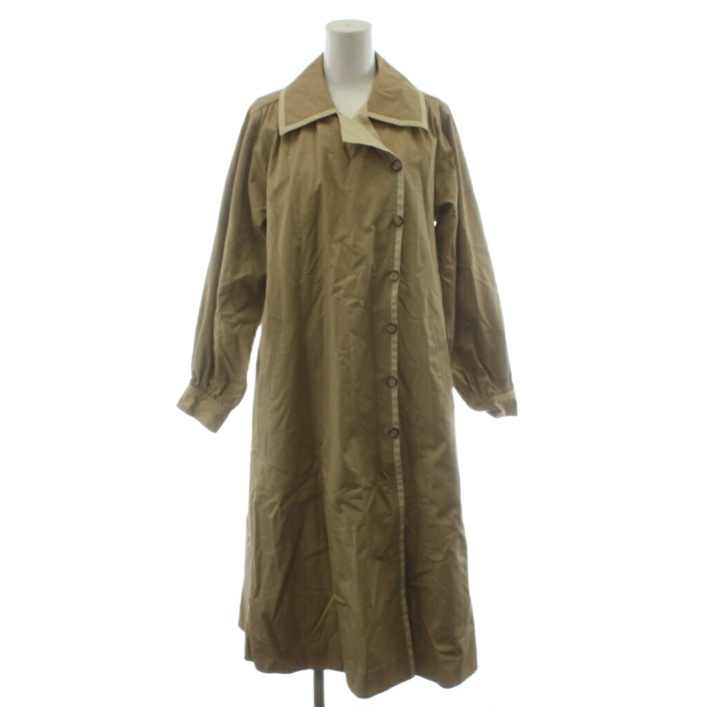 【中古】イヴサンローラン YVES SAINT LAURENT ステンカラー厚地の外套 ロング丈 アウター ベージュ FR017-026-42 /AN60 ■ECD002 レディース 【ベクター 古着】 260309 レディースファッション-コート・ジャケット