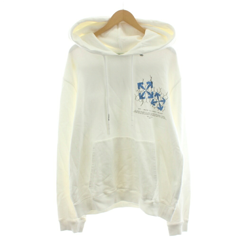 【中古】オフホワイト OFF WHITE FENCE ARROWS HOODIE SWEATSHIRT パーカー プルオーバー ロゴ XXL 白 ホワイト 青 ブルー OMBB034S20E30002 /AN48 ■ECD002 メンズ 【ベクトル 古着】 260309