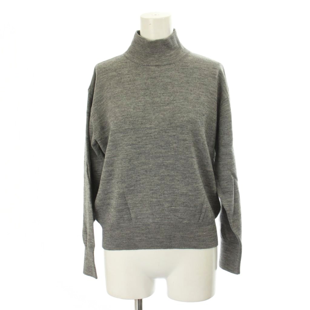 【中古】イヴサンローラン YVES SAINT LAURENT ニット セーター ウール M グレー ハイネック 長袖 無地 /GP ■ECC002 レディース 【ベクトル 古着】 260314