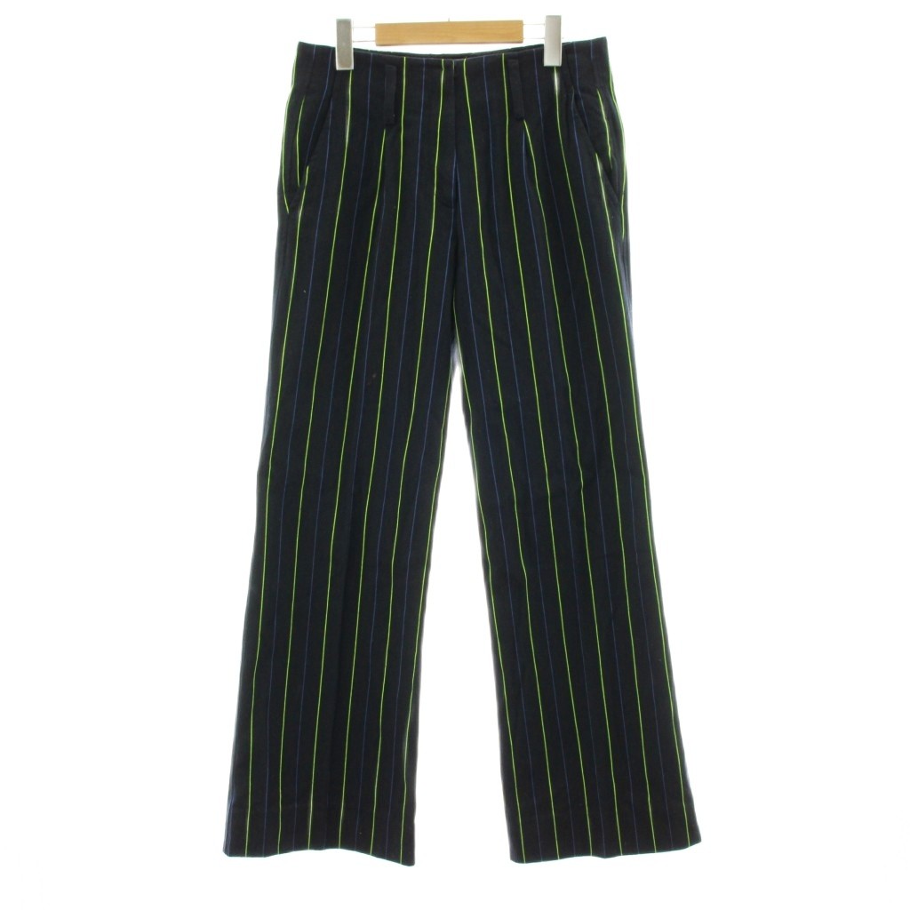 【中古】フォルテフォルテ FORTE FORTE pamts ワイドパンツ ジップフライ ストライプ柄 紺 ネイビー /KU ■ECB002 レディース 【ベクトル 古着】 260310
