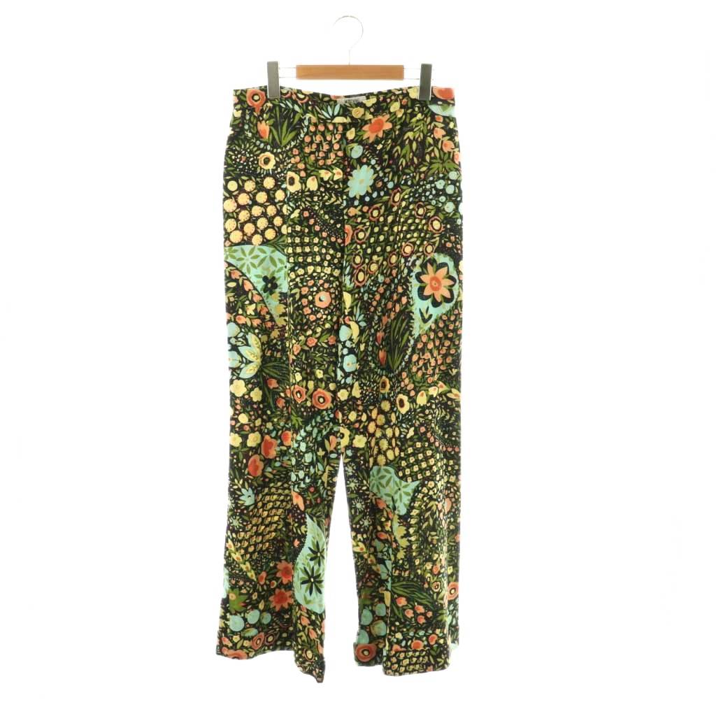 【中古】モスキーノ MOSCHINO ワイドパンツ 38 マルチカラー 黒 ブラック オレンジ /SS ■OS ■ECE003 レディース 【ベクトル 古着】 260316